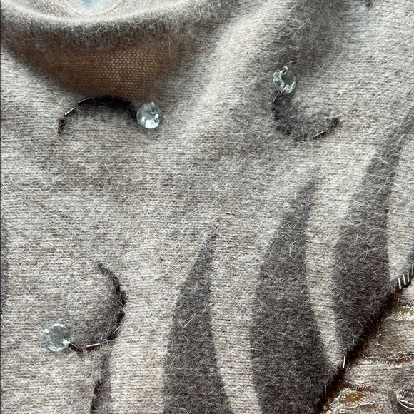 Aphrodite Embroidered Taupe Patterned Sweater - Picture 4 of 10